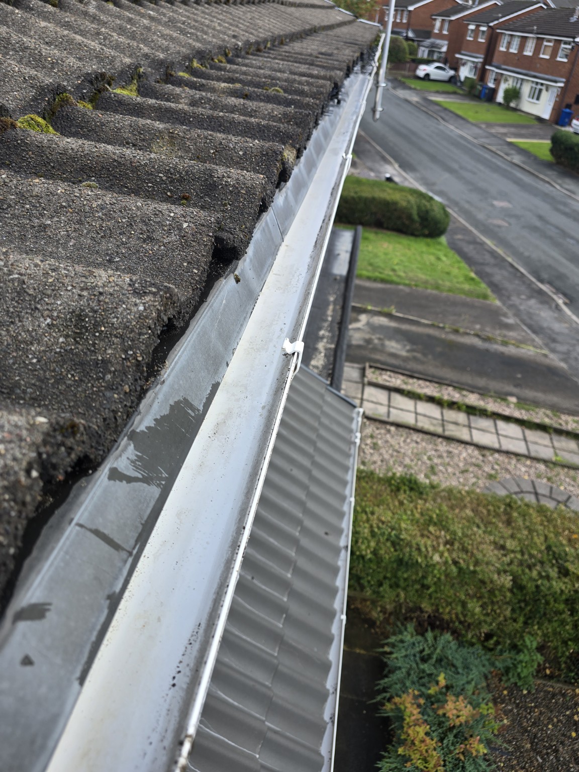After clearing: clean gutter channel